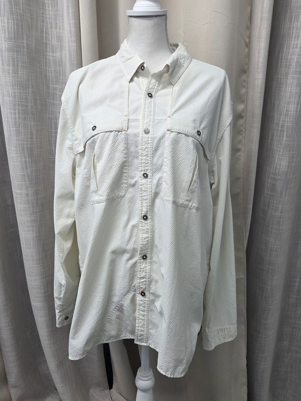 Orvis Ivory White Trout Bum Shirt L Gorpcore Fisherman Coastal Casual
